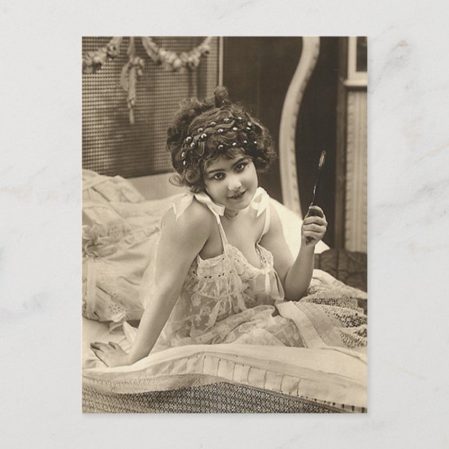 Cartão Postal Flirt Francesa - Garota Pinup Vintage (Frente)