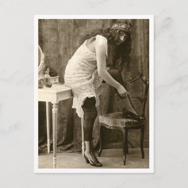 Cartão Postal Flirt Francesa - Pinup de vinheta (Frente)