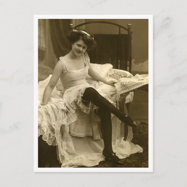 Cartão Postal Flirt Francesa - Pinup de vinheta (Frente)