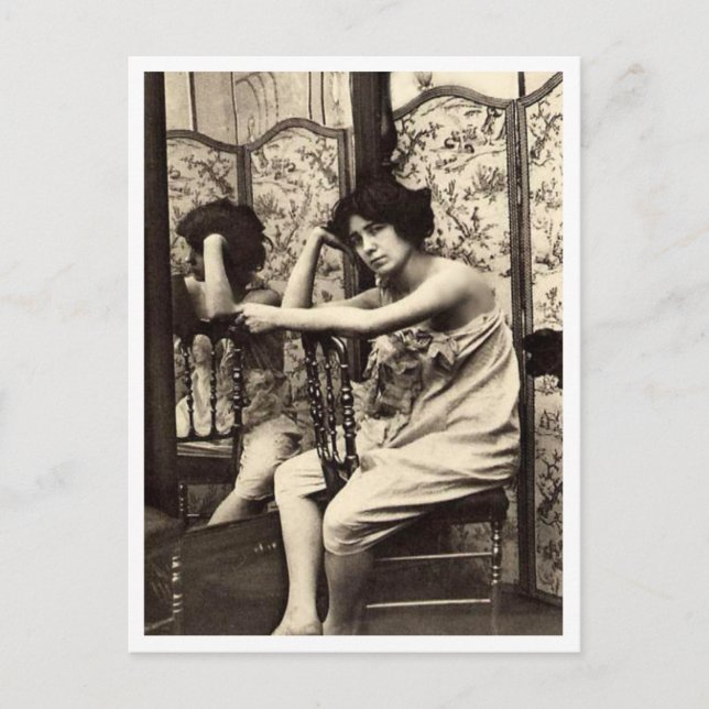 Cartão Postal Flirt Francesa - Pinup de vinheta (Frente)