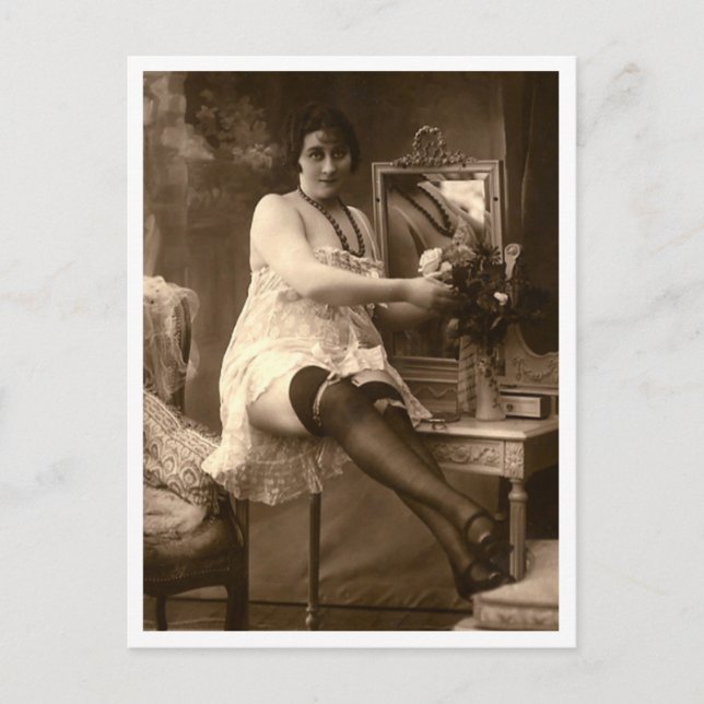 Cartão Postal Flirt Francesa - Pinup de vinheta (Frente)