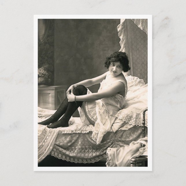 Cartão Postal Flirt Francesa - Pinup de vinheta (Frente)