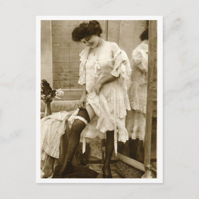 Cartão Postal Flirt Francesa - Pinup de vinheta (Frente)