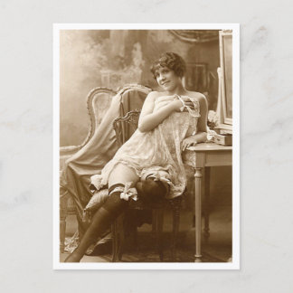 Cartão Postal Flirt Francesa - Pinup de vinheta