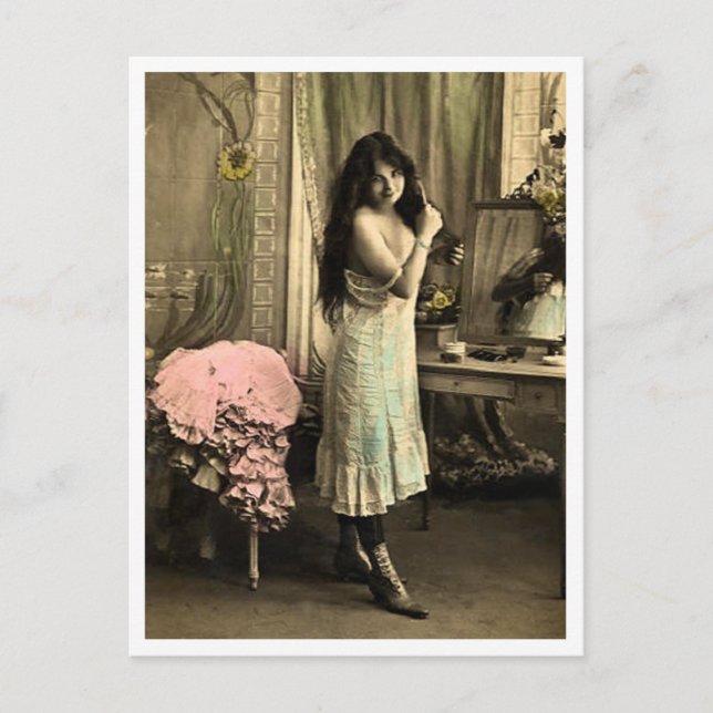 Cartão Postal Flirt Francesa - Pinup de vinheta (Frente)