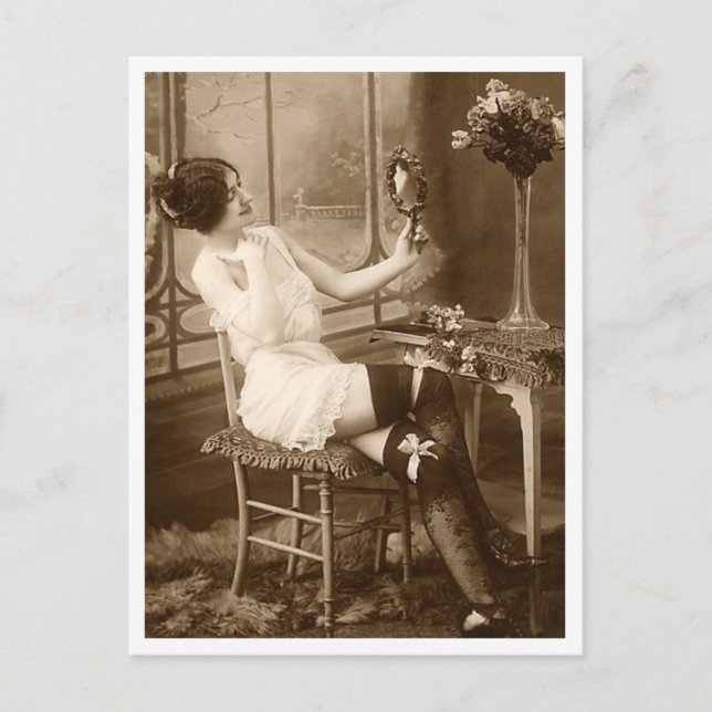 Cartão Postal Flirt Francesa - Pinup de vinheta (Frente)
