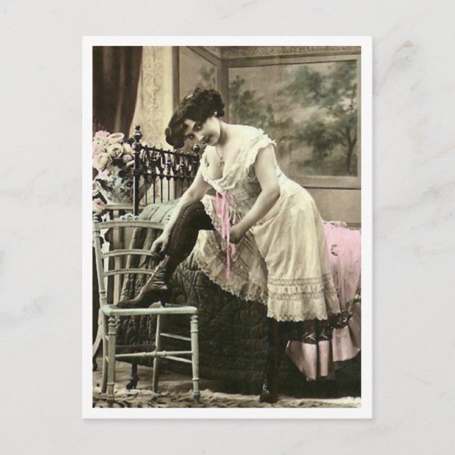 Cartão Postal Flirt Francesa - Pinup de vinheta (Frente)