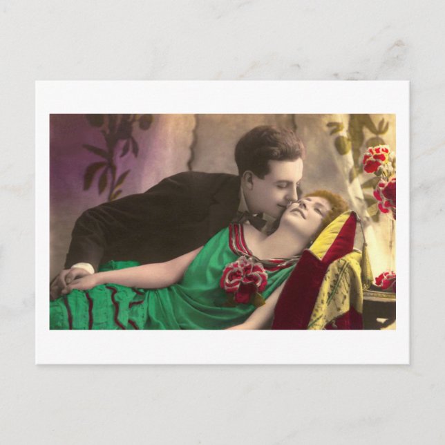 Cartão Postal Flirt Francesa - Vintage Romântica (Frente)
