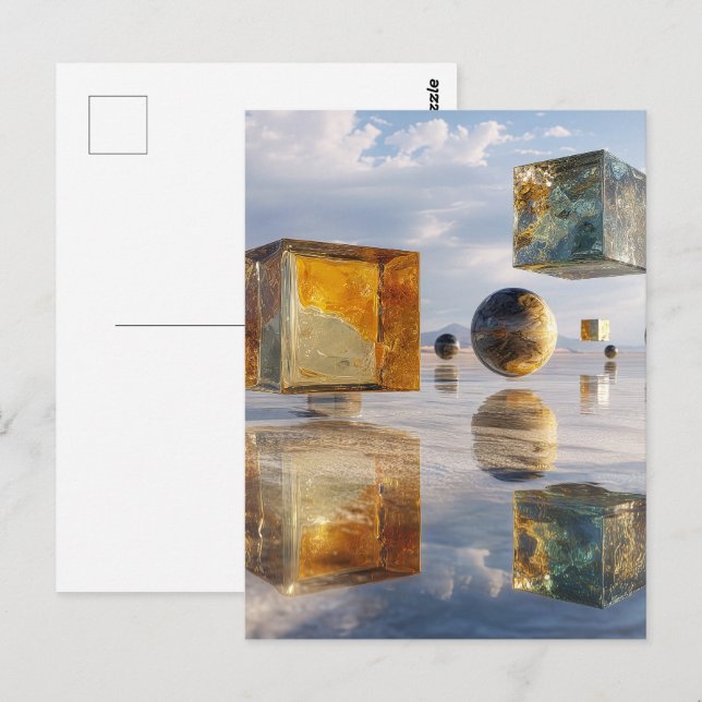 Cartão Postal Floating Geometric Marvels Over Water (Frente/Verso)