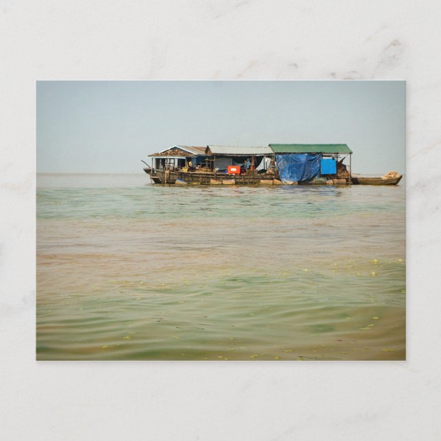 Cartão Postal Floating Village, Houses & Boats, Cambodia (Frente)