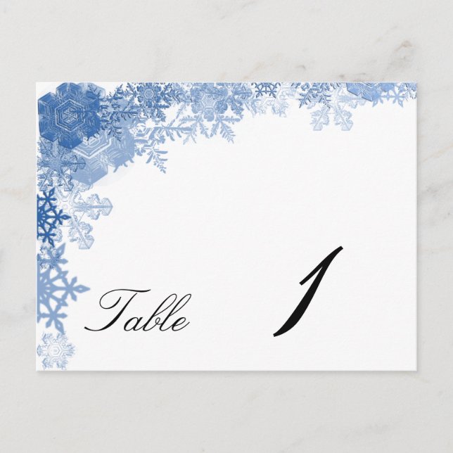 Cartão Postal Floco de Neve Azul em Número de Mesa de Casamento  (Frente)