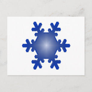 Cartão Postal Floco de Neve Azul Starburst em Branco