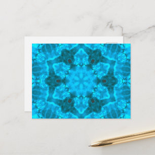 Cartão Postal Floco de neve de gelo azul congelado Kaleidoscópio