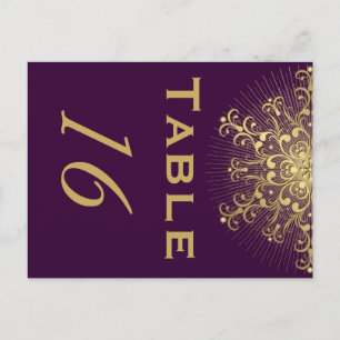 Cartão Postal Floco de neve Dourado, número de mesa casamento n