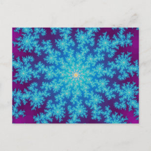 Cartão Postal Floco de neve Fractal Aqua Azul