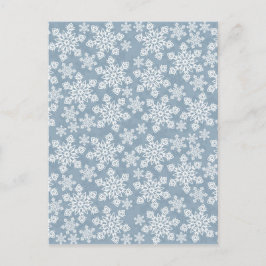 Cartão Postal flocos de neve brancos em azul