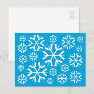 Cartão Postal Flocos de neve brancos em um fundo azul