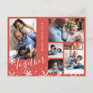 Cartão Postal Flocos de neve de colagem fotográfica da família d
