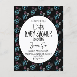 Cartão Postal Flocos de neve de inverno Cor-de-rosa Chá de frald