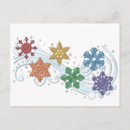 Cartão Postal Flocos de neve do arco-íris coloridos do orgulho L