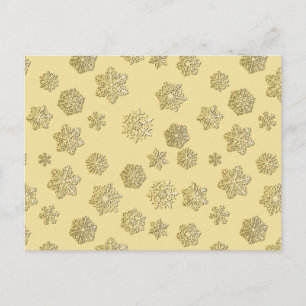 Cartão Postal Flocos de neve do ouro 3 d sobre fundo dourado