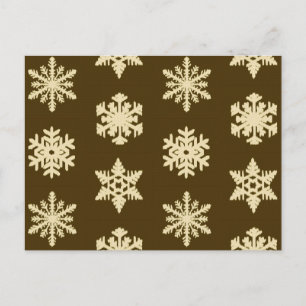 Cartão Postal Flocos de neve Ikat - Castanho de bege e de chocol