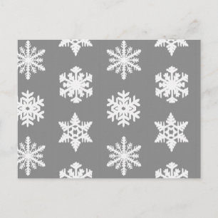 Cartão Postal Flocos de neve Ikat - Cinzas de carvão e branco