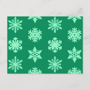 Cartão Postal Flocos de neve Ikat - Pinho e horta verdes