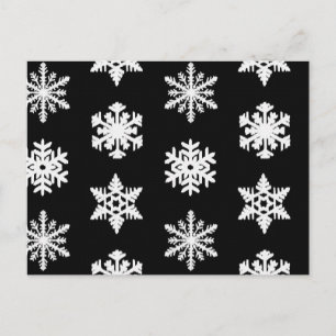 Cartão Postal Flocos de neve Ikat - Pretos e brancos