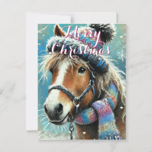 Cartão Postal Flocos de neve personalizados com chapéu de cavalo