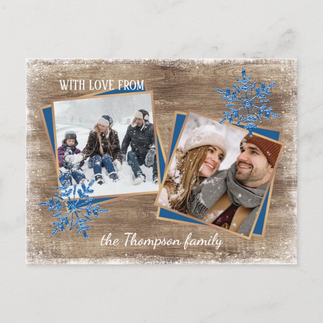 Cartão Postal Flocos de Neve Personalizados & Desenho de Tábuas  (Frente)
