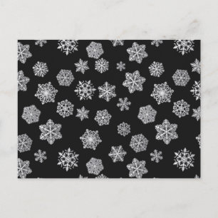 Cartão Postal Flocos de neve prateados sobre fundo preto