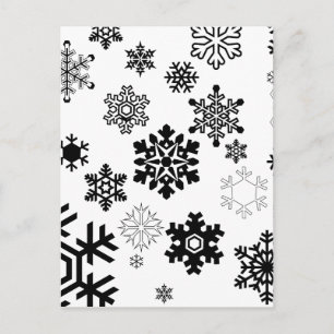 Cartão Postal Flocos de neve preto e branco