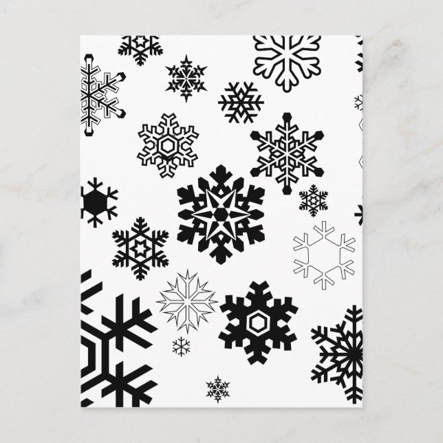 Cartão Postal Flocos de neve preto e branco (Frente)