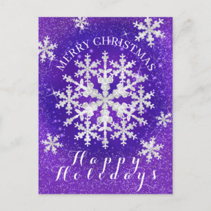 Cartão Postal Flocos de Neve Roxo Branco