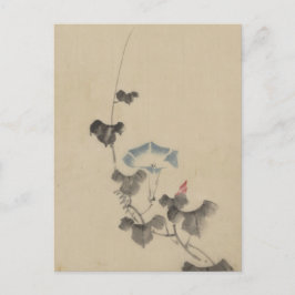 Cartão Postal Flor Azul da Glória da Manhã na Vinha por Hokusai