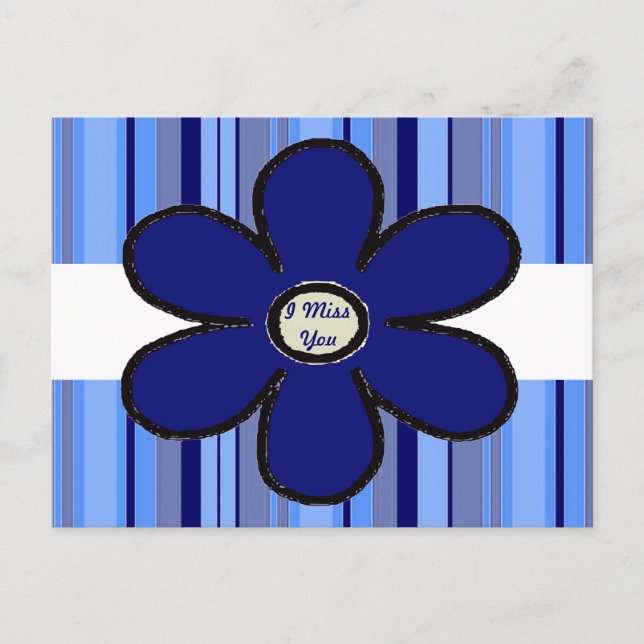 Cartão Postal Flor Azul Eu Sinto Sua Falta (Frente)