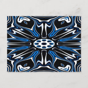 Cartão Postal Flor azul, preto e branco na Estônia Art 4047