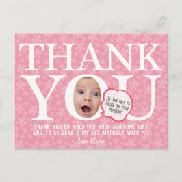 Cartão Postal flor bebypink engraçado agradecimento de aniversár