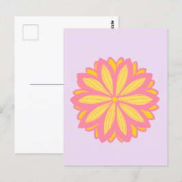 Cartão Postal Flor Botânica Rosa E Amarelo