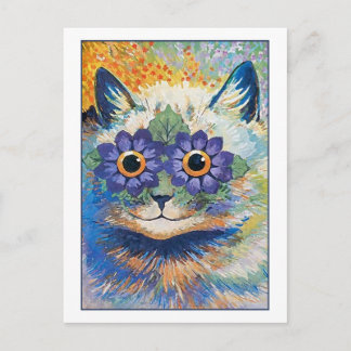 Cartão Postal Flor Cat por Louis Wain