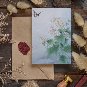 Cartão Postal Flor Chinês com Borboleta