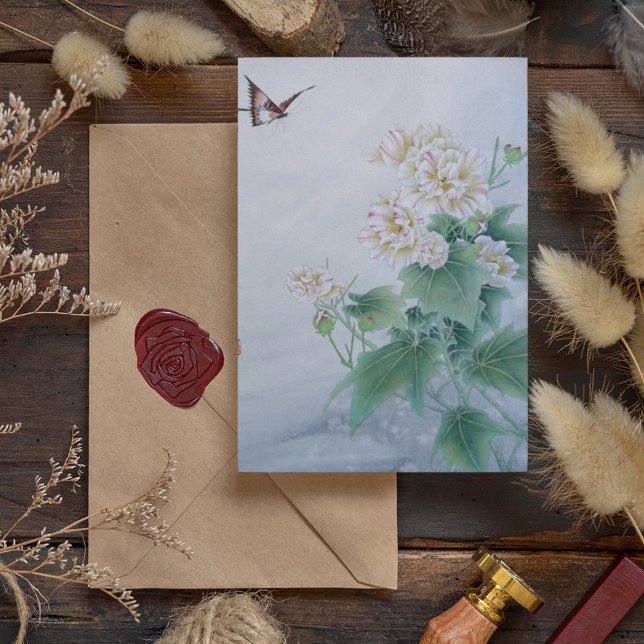 Cartão Postal Flor Chinês com Borboleta (Criador carregado)