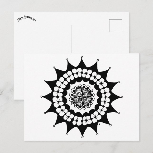 Cartão Postal Flor Coroa Zen Mandala (Frente/Verso)
