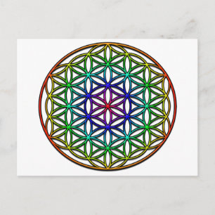 Cartão Postal Flor da vida (arco-íris) símbolo de geometria sa