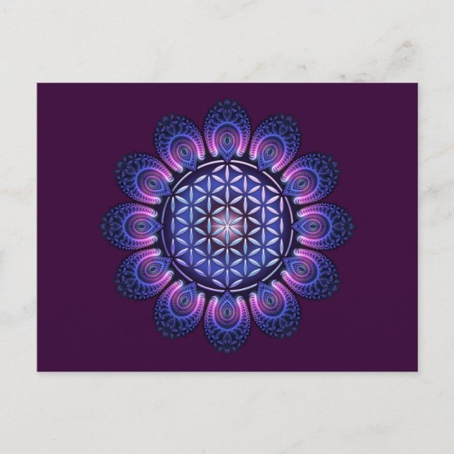 Cartão Postal FLOR DA VIDA / Blume des Lebens - Mandala II (Frente)