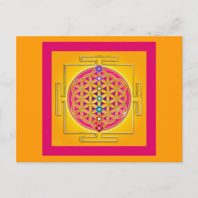 Cartão Postal FLOR DA VIDA - Chakras Yantra (Frente)