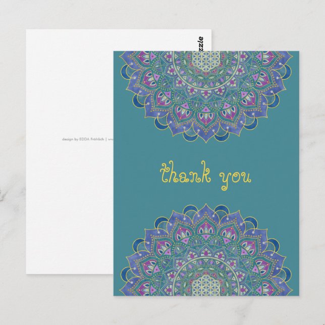 Cartão Postal Flor Da Vida - Estilo De Mandala Índia 1 (Frente/Verso)
