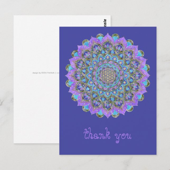 Cartão Postal Flor da Vida - Mandala Estilo Índia 2 (Frente/Verso)