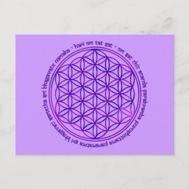 Cartão Postal Flor Da Vida - Moola Mantra - Violeta (Frente)